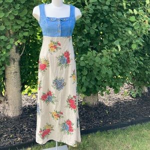 90s Floral Print Maxi Dress
